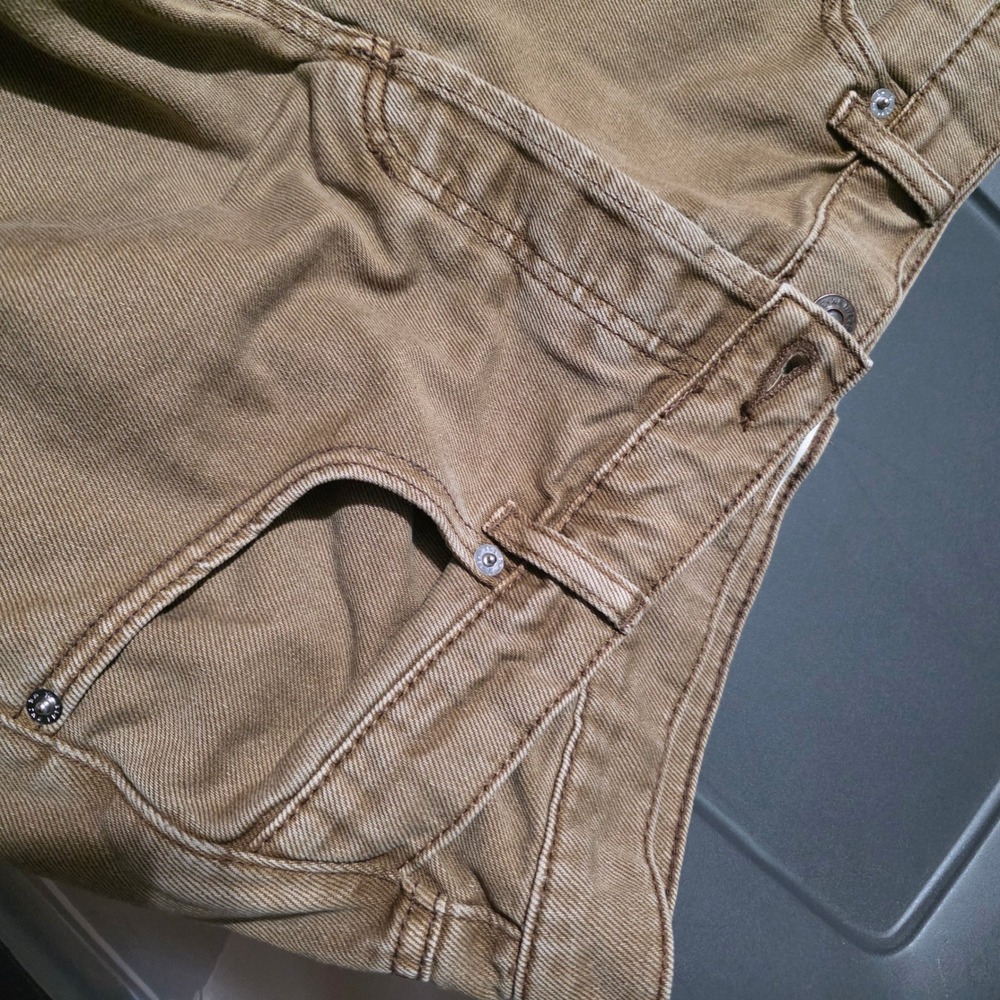 We The Free Free People Distressed Denim Shorts Tan Brown Button Fly Size 29 - Picture 7 of 12